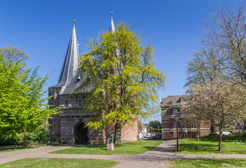 Historic Cellebroederspoort city gate in a aprk in Kampen, Netherlands - obrazy, fototapety, plakaty