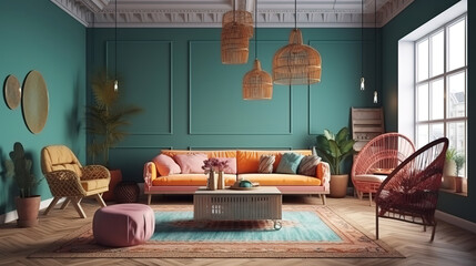 Stylish scandinavian living room. Generative Ai