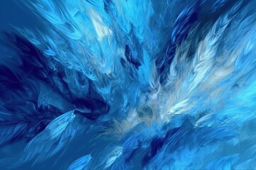 Bright Blue Fractal Texture in Star-Filled Night Sky: Detailed Digital Art Design, Generative AI