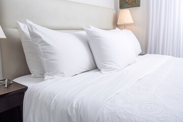 Bright White Morning: Transform Your Bedroom with Cozy Bedding and Linen. Generative AI