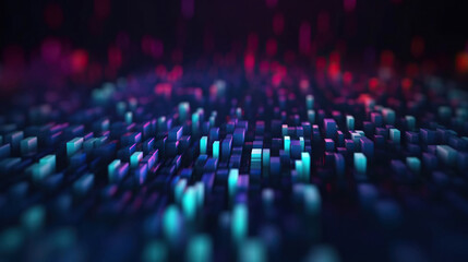 Fototapeta premium Modern digital abstract 3D background. Can be used in the description of network abilities, technological processes, digital storages, science, education, etc. Copy space