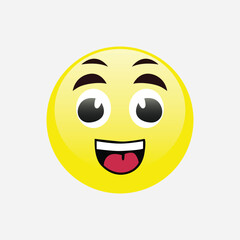 Smiling face with open mouth and laughing eyes Large size of yellow emoji smile, vector eps 10