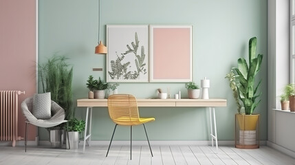 Obraz na płótnie Canvas Interior home decor with photo frame. Generative Ai