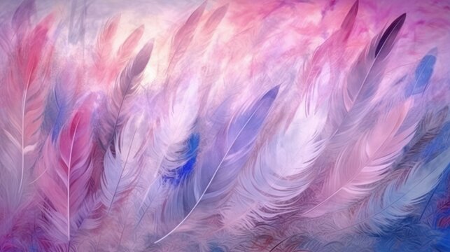 pink feathers background HD 8K wallpaper Stock Photographic Image