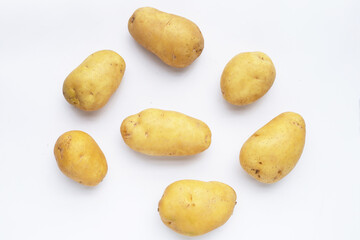 Raw potatoes isolated on white background