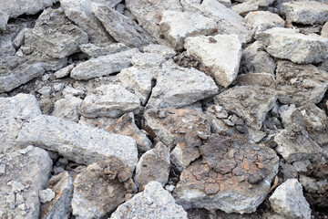 Fototapeta premium Piles of rubble after house demolition