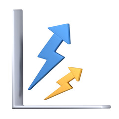 Arrow chart icon 3d rendering, 3d render illustration