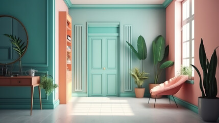 Hipster style interior background, 3D render. Generative Ai