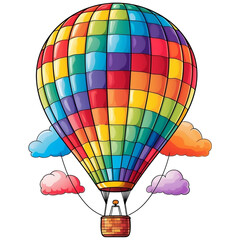 Naklejka premium A colorful hot air balloon is flying in the sky, Watercolor illustration AI Generative