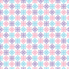 Colorful Pastel Minimal Floral Geometric  Seamless Vector Repeat Pattern