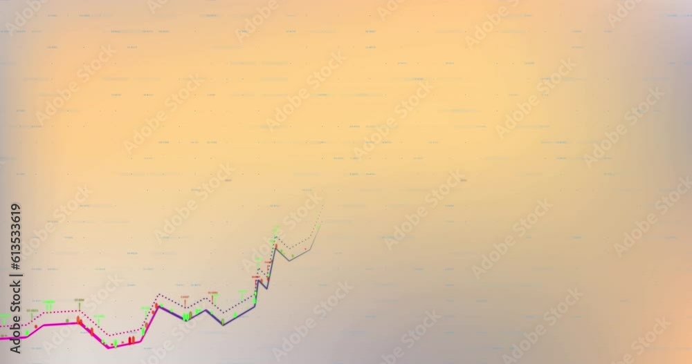 Poster Animation of financial data processing against orange gradient background