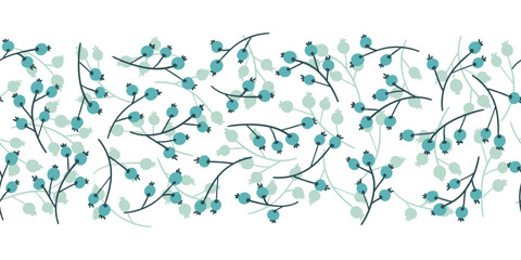 Blue Berry Border Seamless Vector Repeat Pattern