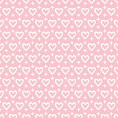 Pastel Pink Cute Heart Doodle  Seamless Vector Repeat Pattern