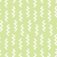 Pastel Green and White Zig Zag Doodle Motif Seamless Vector Repeat Pattern
