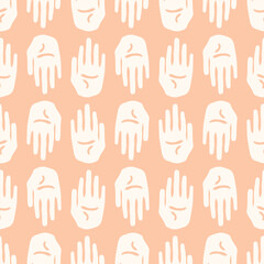 Pastel Orange Bohemian Hand Motif Seamless Vector Repeat Pattern