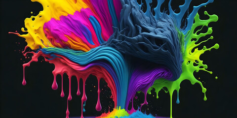 Creative idea with a brain made of colorful paint. generative AI