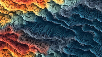 Topographic and Geographic Grid Map Fusion [Generative AI] - obrazy, fototapety, plakaty