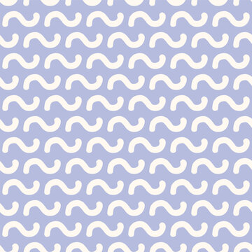 Pastel Purple and White Doodle Wiggle Wave Motif Seamless Vector Repeat Pattern