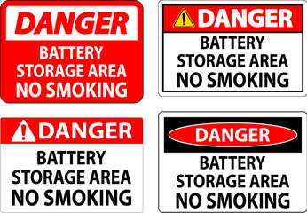 Danger Sign Battery Storage Area No Smoking