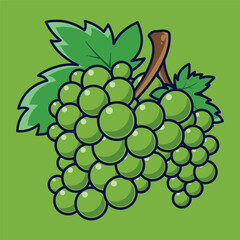 Grape Fruit Cartoon Vector Icon Illustration. Food Fruit Icon Concept Isolated Premium Vector. Flat Cartoon Style Suitable for Web Landing Page, Banner, Sticker, Background