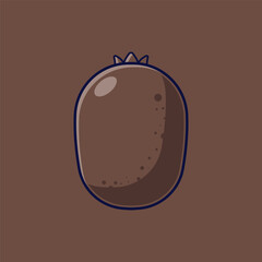 Kiwi Fruit Cartoon Vector Icon Illustration. Food Fruit Icon Concept Isolated Premium Vector. Flat Cartoon Style Suitable for Web Landing Page, Banner, Sticker, Background