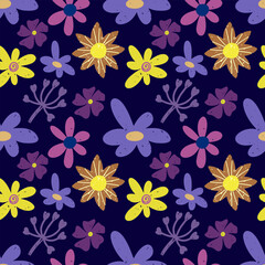 Fototapeta na wymiar Boho flower seamless pattern. Hand drawn background Cartoon vector stock illustration. EPS 10