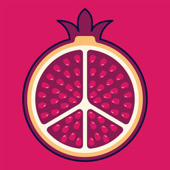 Pomegranate Fruit Cartoon Vector Icon Illustration. Food Fruit Icon Concept Isolated Premium Vector. Flat Cartoon Style Suitable for Web Landing Page, Banner, Sticker, Background