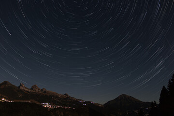 Alpine Landscape With Star Trails