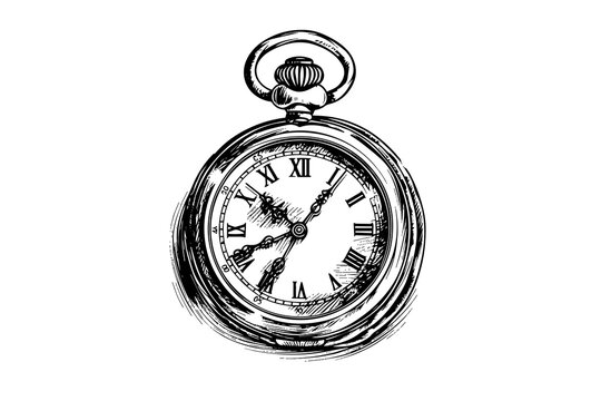 recommend clip art: Antique pocket watch vintage engraved hand drawn vector illustration