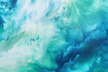 Abstract watercolor paint background by teal color blue and green with liquid fluid texture for background. AI generative