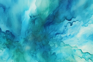 Fototapeta na wymiar Abstract watercolor paint background by teal color blue and green with liquid fluid texture for background. AI generative