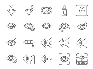 Ophthalmology icon set. It included eye, vision, eyesight, optical, and more icons. Editable Vector Stroke.
