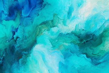 Abstract watercolor paint background by teal color blue and green with liquid fluid texture for background. AI generative