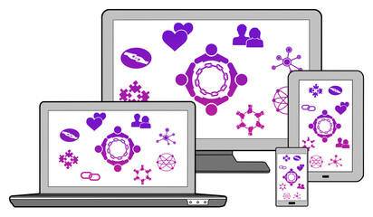 Fototapeta premium Friendship concept on different devices