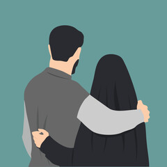 muslim couple vector art illustration cartoon design