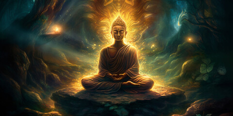 Concept of meditation and spirituality, chakras and enlightenment, background banner or wallpaper