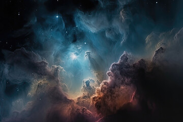 Cosmic nebula in outer space cosmos illustration.