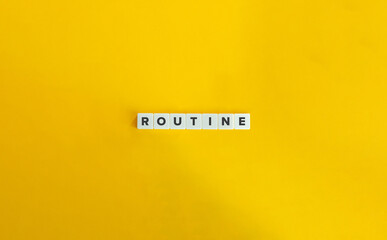 Routine Word on Letter Tiles on Yellow Background. Minimal Aesthetics.