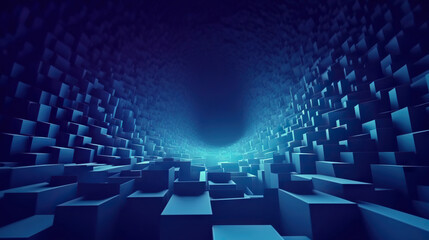 Fototapeta premium Modern digital abstract 3D background. Can be used in the description of network abilities, technological processes, digital storages, science, education, etc. Copy space
