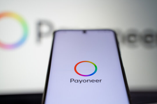Payoneer app on smartphone screen. Ankara, Turkey - June 14, 2023.