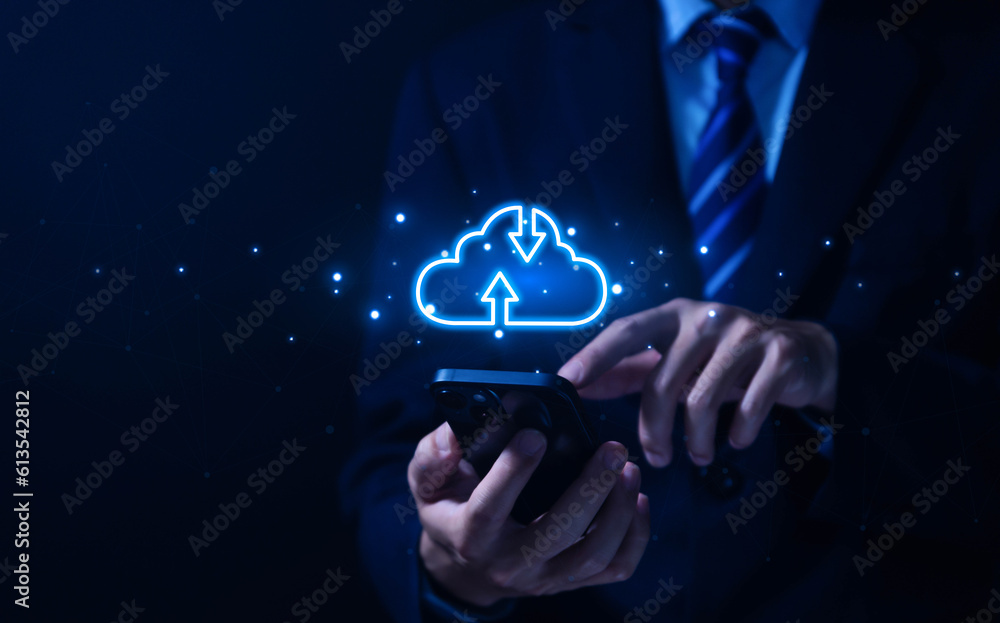 Poster cloud computing with icons concept digital technology big data