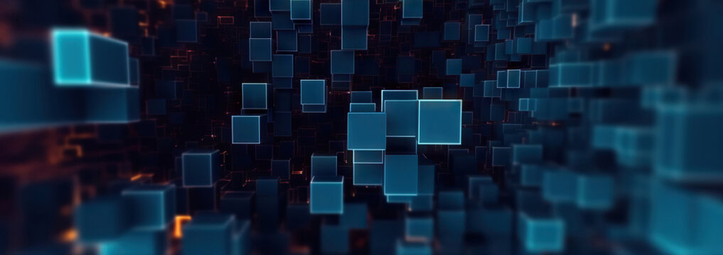 Modern digital abstract 3D background. Can be used in the description of network abilities, technological processes, digital storages, science, education, etc.