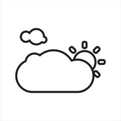 Sun covered by clouds, summer icon, sunny day icon, weather forecast icon in line style, outline icon for web and app, thin line icons collection, vector illustration.