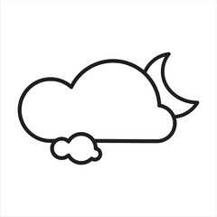 Simple clear night in summer icon, weather forecast icon in line style, outline icon for web and app, thin line icons collection, vector illustration.