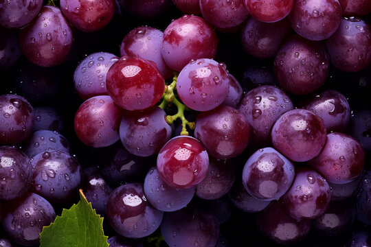 Close up of a bunch of grapes. Generative AI.