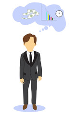 The Money Minded Marketing Maestro Time is Money for a Hand Drawn Cartoon Businessman