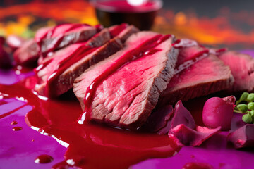 An appetizing close-up of a perfectly plated gourmet dish, featuring exquisite culinary creations and artistic presentation