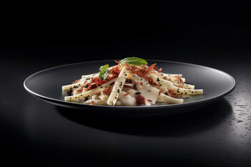 An appetizing close-up of a perfectly plated gourmet dish, featuring exquisite culinary creations and artistic presentation