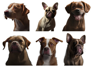 clipart set of group of dogs on transparent background, png format