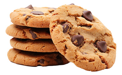 Naklejka premium Chocolate chip cookies isolated. Generative AI.